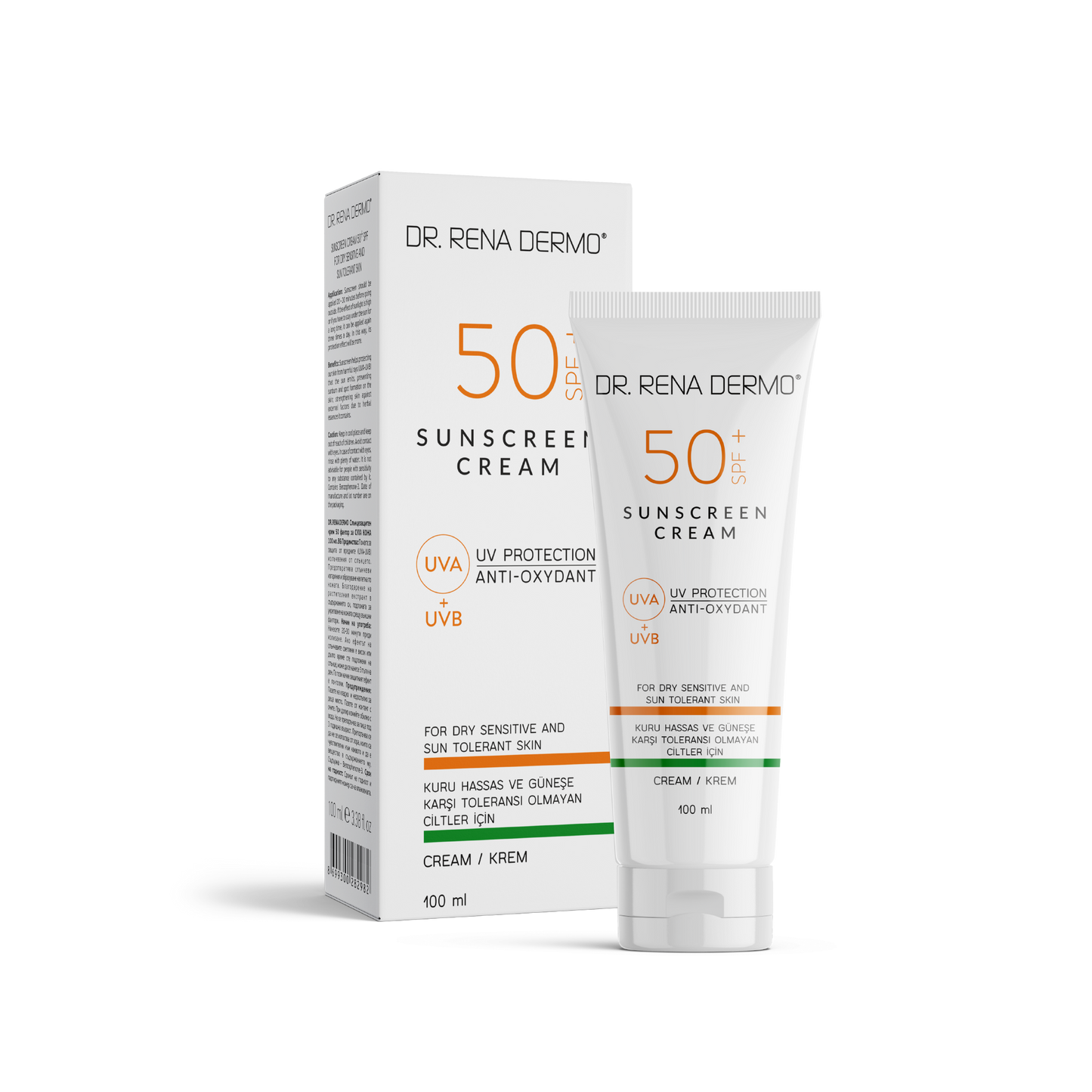 DR. RENA DERMO 50+ SPF Sonnenschutzcreme UVA UVB für trockene sensible Haut 100ml