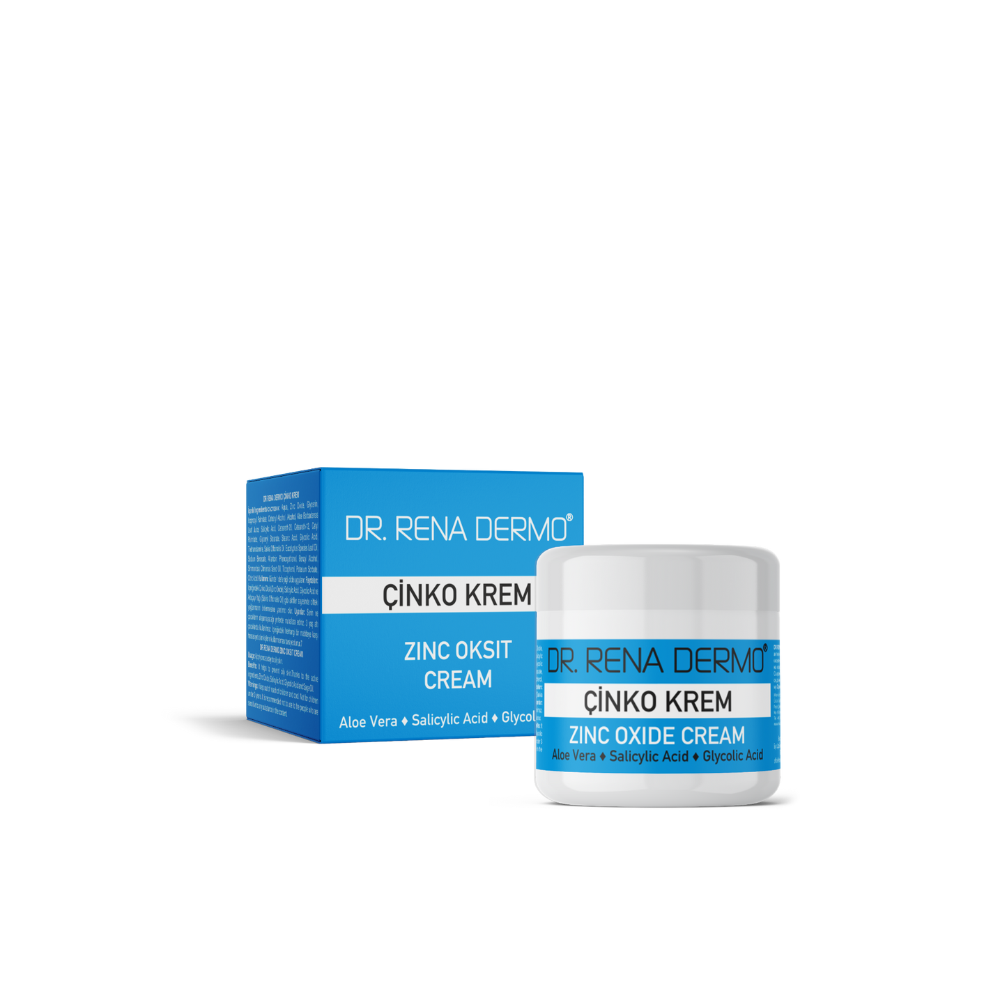 DR. RENA DERMO Zinkcreme mit Aloe Vera, Salicylsäure und Glycolsäure für strahlende Haut (20ml)
