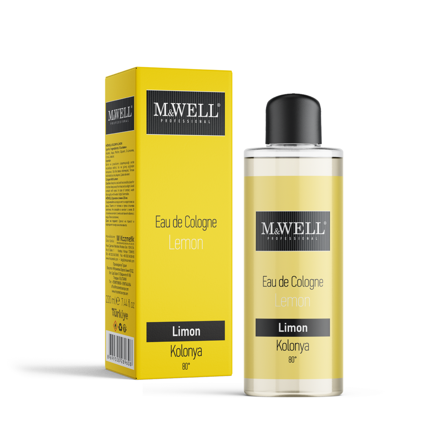 M&WELL Eau de Cologne Kolonya Zitrone 80° 220ml