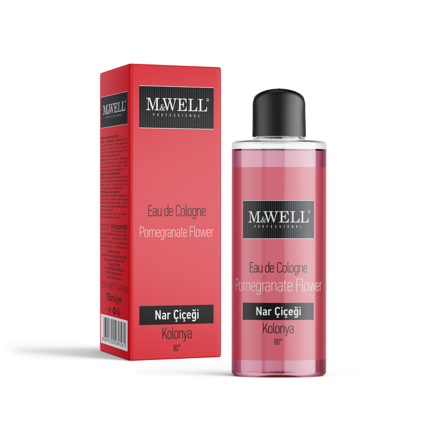 M&WELL Eau de Cologne Kolonya Granatapfelblüte 80° 220ml