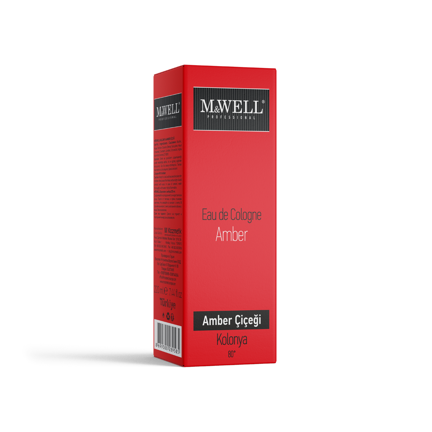 M&WELL Eau de Cologne Kolonya Amber Bernstein 80° 220ml